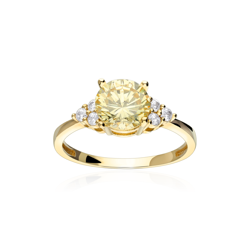 Anillo "Yellow" Oro amarillo 18k y circonitas