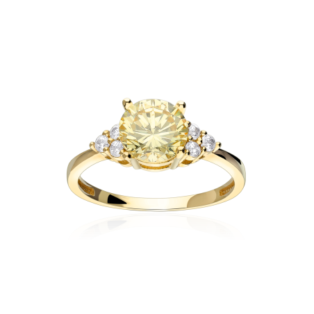 Anillo "Yellow" Oro amarillo 18k y circonitas