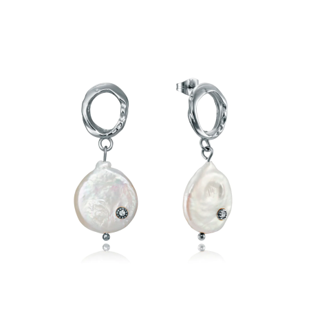 Pendientes Viceroy Chic de acero en forma de aro y perla natural 15070E01010