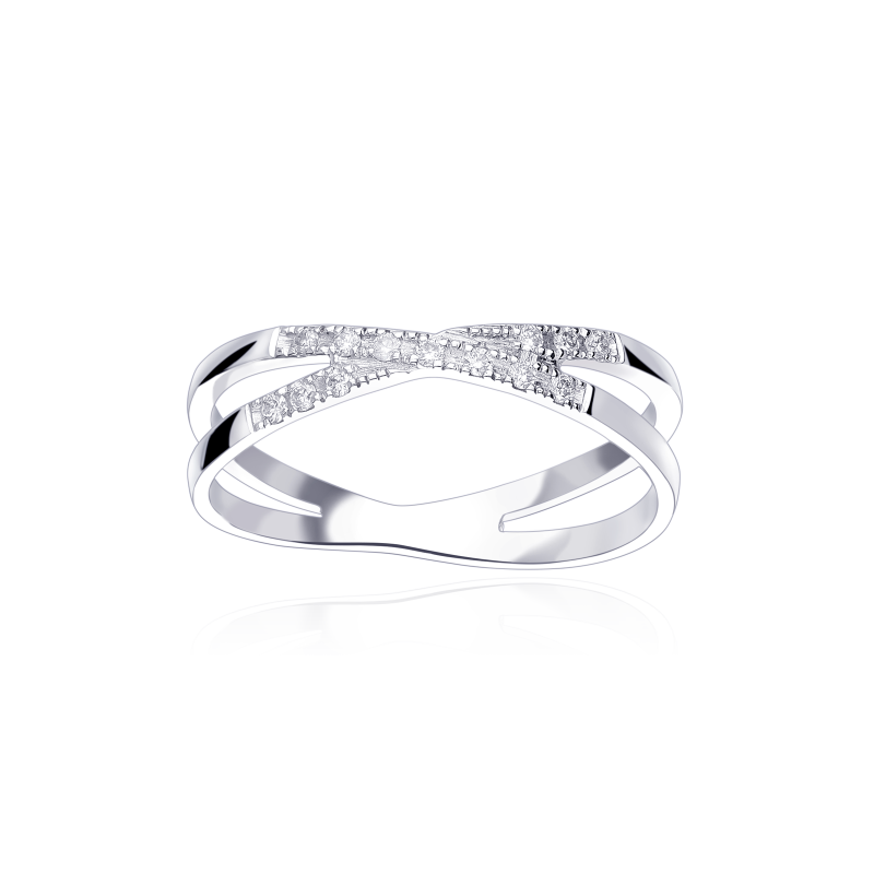 Anillo Oro blanco 18k y Diamantes "Dubbel"