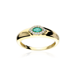Anillo Oro 18k  esmeralda y diamantes 0 08cts  Shaira 