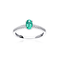 Anillo Oro 18k esmeralda y diamantes 0.06cts "Helena"