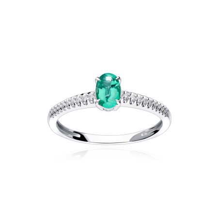 Anillo Oro 18k esmeralda y diamantes 0.06cts "Helena"