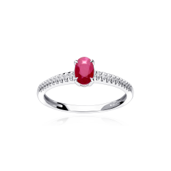 Anillo Oro 18k rubí y diamantes 0.06cts "Helena"