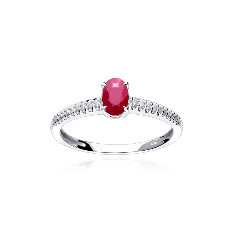 Anillo Oro 18k rubí y diamantes 0.06cts "Helena"
