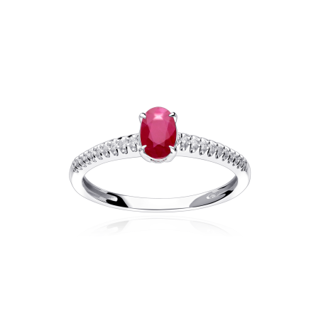 Anillo Oro 18k rubí y diamantes 0.06cts "Helena"