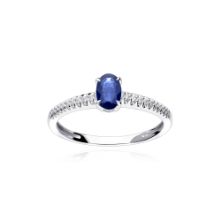 Anillo Zafiro y Diamantes Oro 18k "Helena"