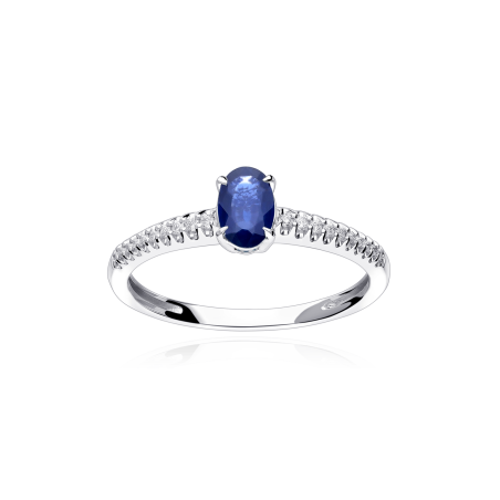 Anillo Zafiro y Diamantes Oro 18k "Helena"
