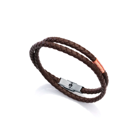 Pulsera Viceroy hombre Air de acero y piel con doble vuelta color marrón 1383P01011