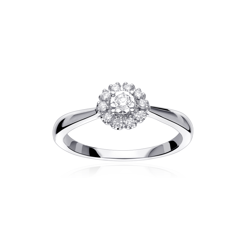 Anillo Oro 18k blanco y Diamantes 0.25cts "Gardenia"