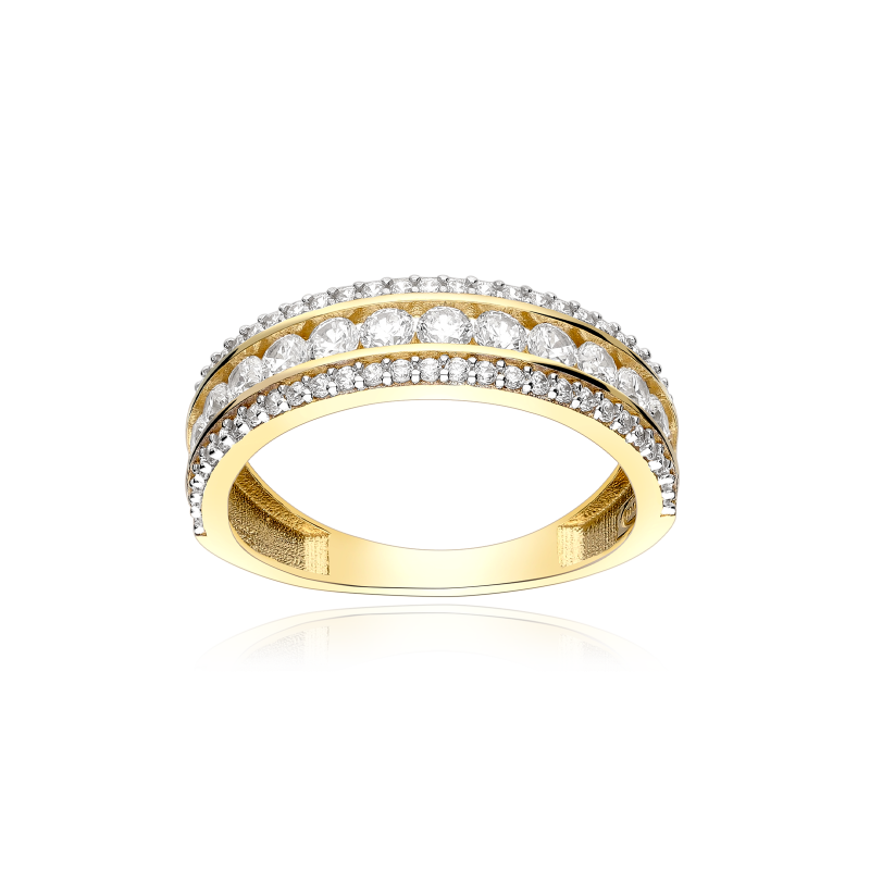 Anillo "Flabia" Oro 18k y circonitas bandas