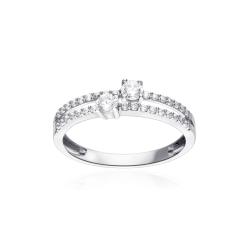 Anillo solitario doble Oro 18 k doble blanco  Aach 