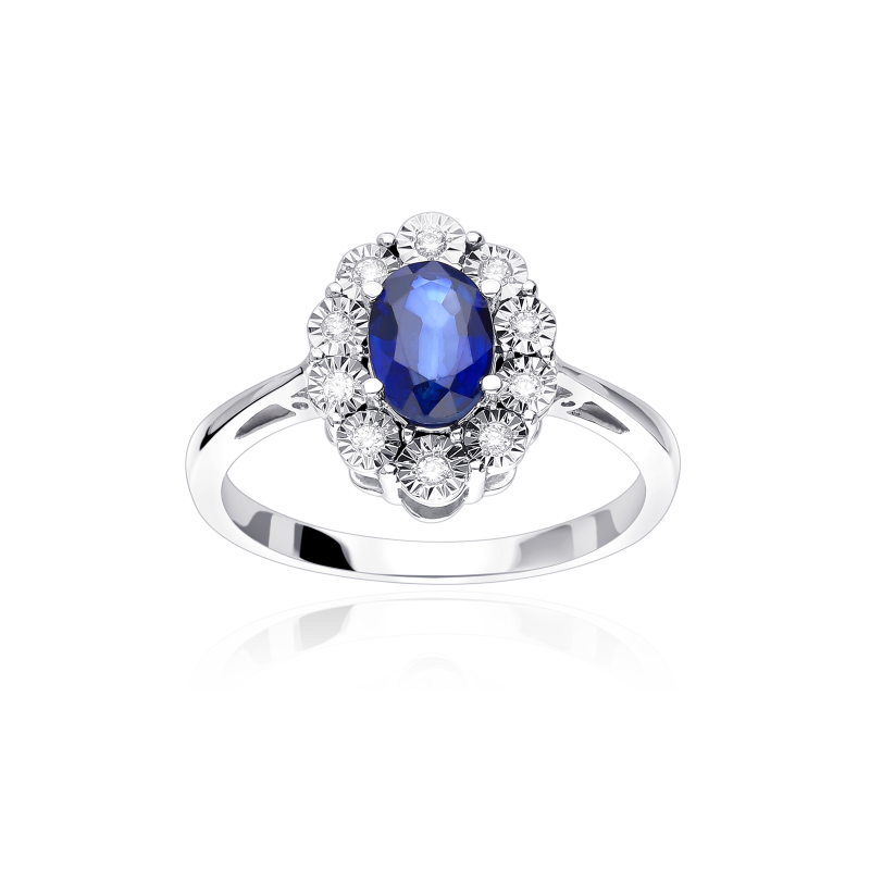 Anillo "Bleu" Oro blanco 18k Zafiro y Diamantes