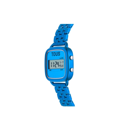Reloj Tous digital con brazalete de aluminio en color azul D-Logo 300358002