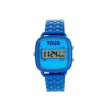 Reloj Tous digital con brazalete de aluminio en color azul D-Logo 300358002