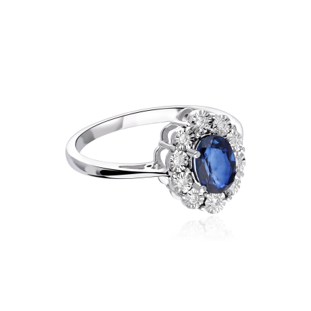 Anillo "Bleu" Oro blanco 18k Zafiro y Diamantes
