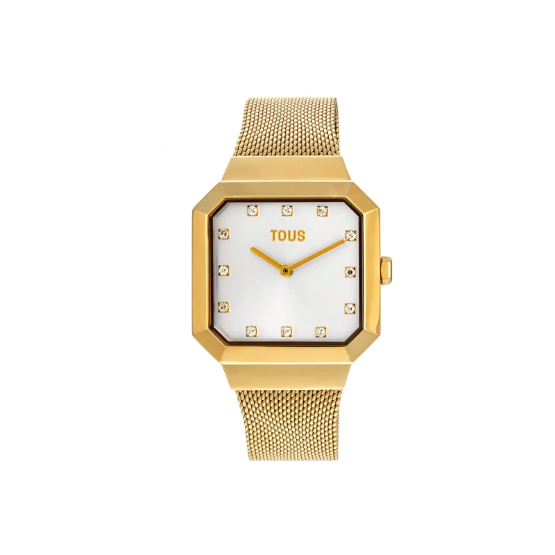 Reloj digital D-Bear SQ de acero IP dorado