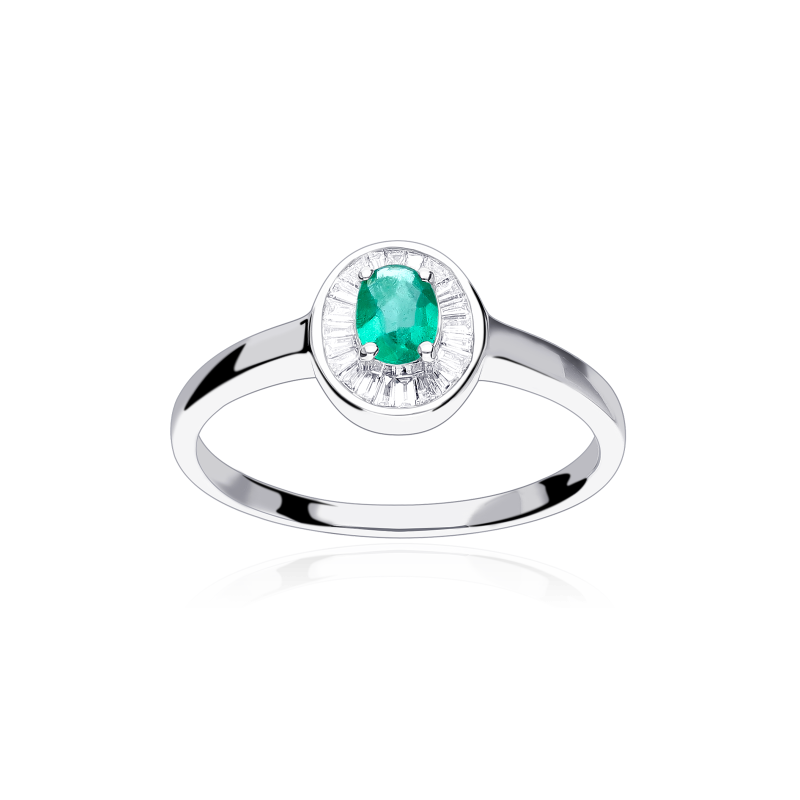 Anillo Oro 18k esmeralda y diamantes 0.15cts "Achim"