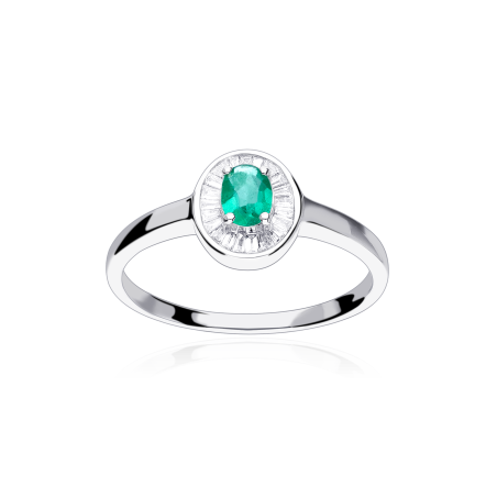 Anillo Oro 18k esmeralda y diamantes 0.15cts "Achim"