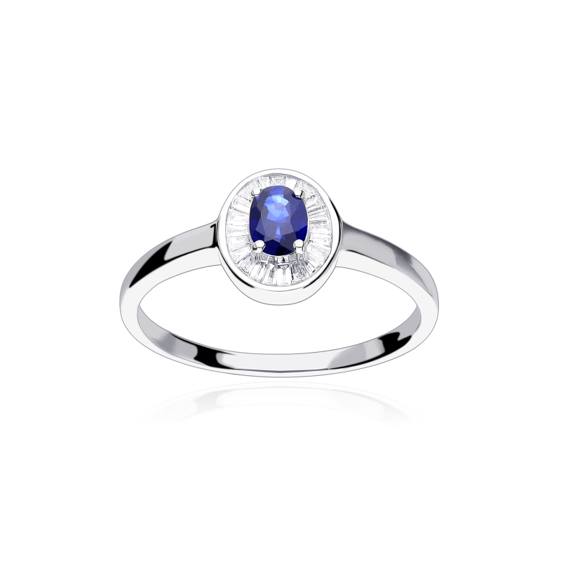 Anillo Oro 18k, zafiro y diamantes 0.16cts "Achim"