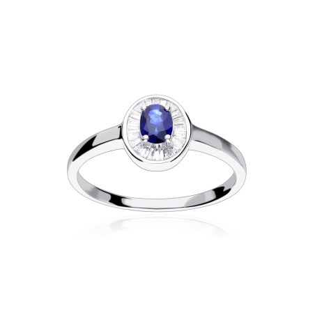 Anillo Oro 18k, zafiro y diamantes 0.16cts "Achim"
