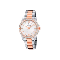 Reloj Festina mujer Mademoiselle esfera plateada  y correa bicolor F20595/1