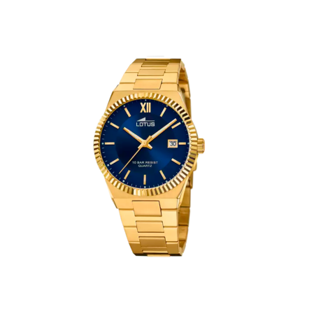 Reloj Lotus hombre Freedom esfera azul y correa dorada 18837/2
