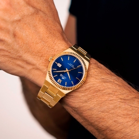 Reloj Lotus hombre Freedom esfera azul y correa dorada 18837/2