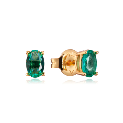 Pendientes Viceroy Trend de plata de ley bañado en oro con cristal verde 13129E100-52