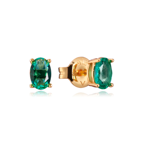 Pendientes Viceroy Trend de plata de ley bañado en oro con cristal verde 13129E100-52