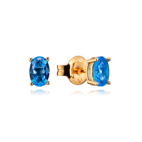 Pendientes Viceroy Trend de plata de ley bañado en oro con cristal azul 13129E100-53