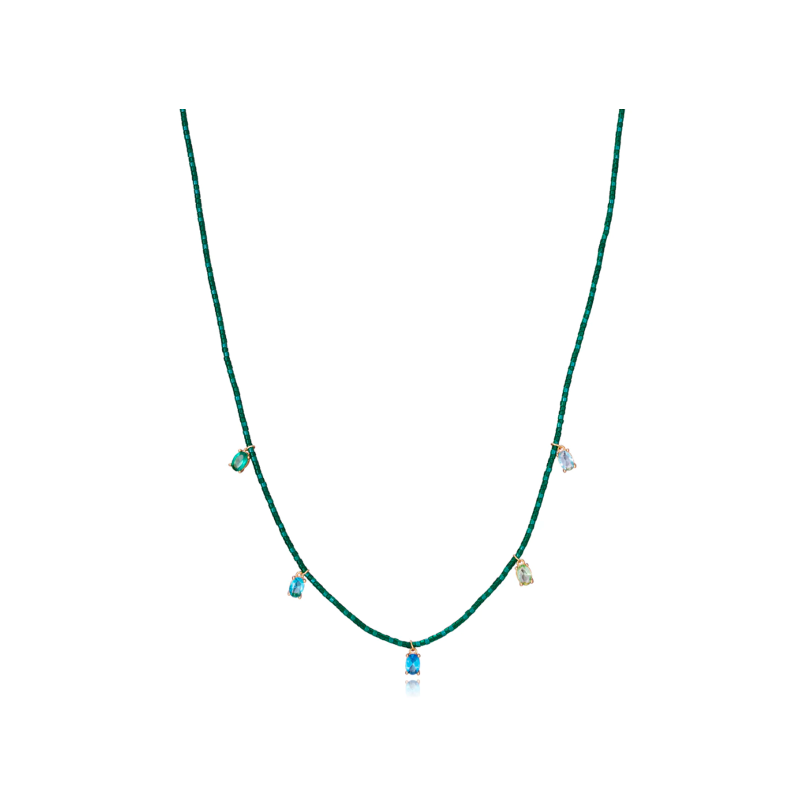 Collar Viceroy Trend de plata de ley cristales verdes 13129C100-52