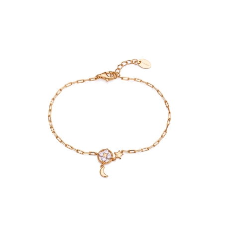 Pulsera Viceroy plata de ley bañado en oro con circonitas blancas y colgantes de luna y estrella 13140P100-30