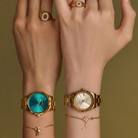 Pulsera Viceroy plata de ley bañado en oro con circonitas blancas y colgantes de luna y estrella 13140P100-30