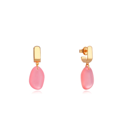 Pendientes Viceroy Elegant de plata de ley bañado en oro con colgante de cristal rosa 13142E100-57