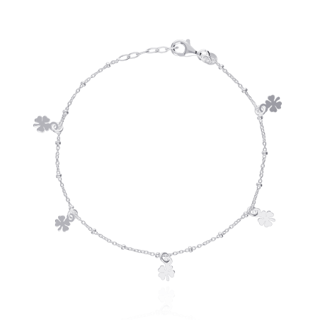 Pulsera plata primera ley bolitas "Lucky"