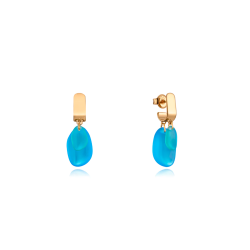 Pendientes Viceroy Elegant de plata de ley bañado en oro con colgante de cristal azul verde 13142E100-59