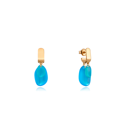 Pendientes Viceroy Elegant de plata de ley bañado en oro con colgante de cristal azul verde 13142E100-59