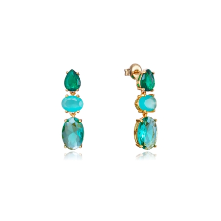 Pendientes Viceroy Elegant de plata de ley con baño de oro y cristales en verde y azul 13168E100-59