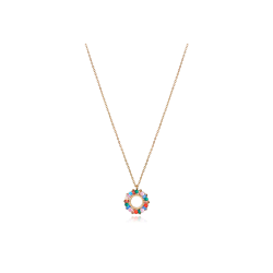 Collar Viceroy plata de ley con baño de oro colgante de aro con circonitas de colores 13174C100-39