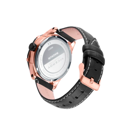 Reloj Viceroy hombre esfera negra y oro rosa y correa cuero negro 46831-57