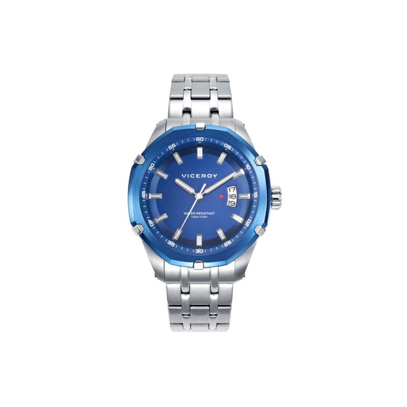 Reloj Viceroy hombre Magnum esfera azul cronógrafo y correa plateada 46837-37
