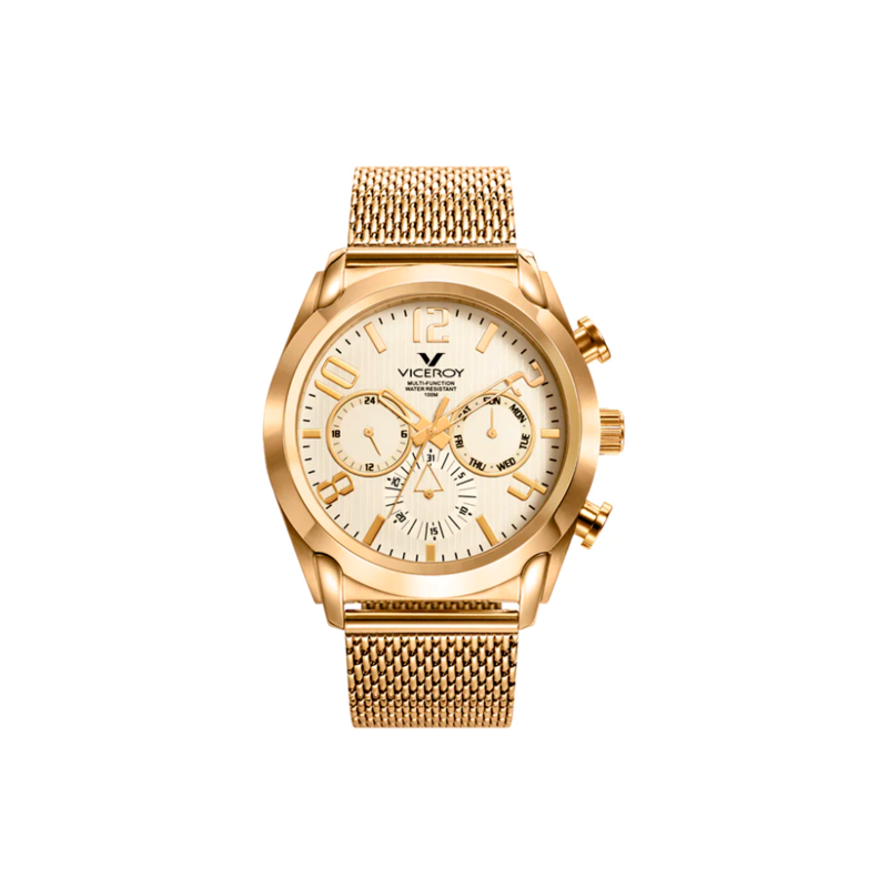 Reloj Viceroy hombre Magnum multifunción de acero IP dorado y malla milanesa 471195-95
