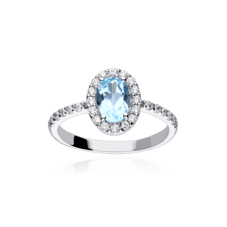 Anillo Topacio Azul Oro Blanco 18 k "Elba"