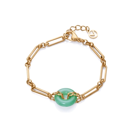 Pulsera Viceroy Chic de acero en Ip dorado y calcedonia verde 14080P01012