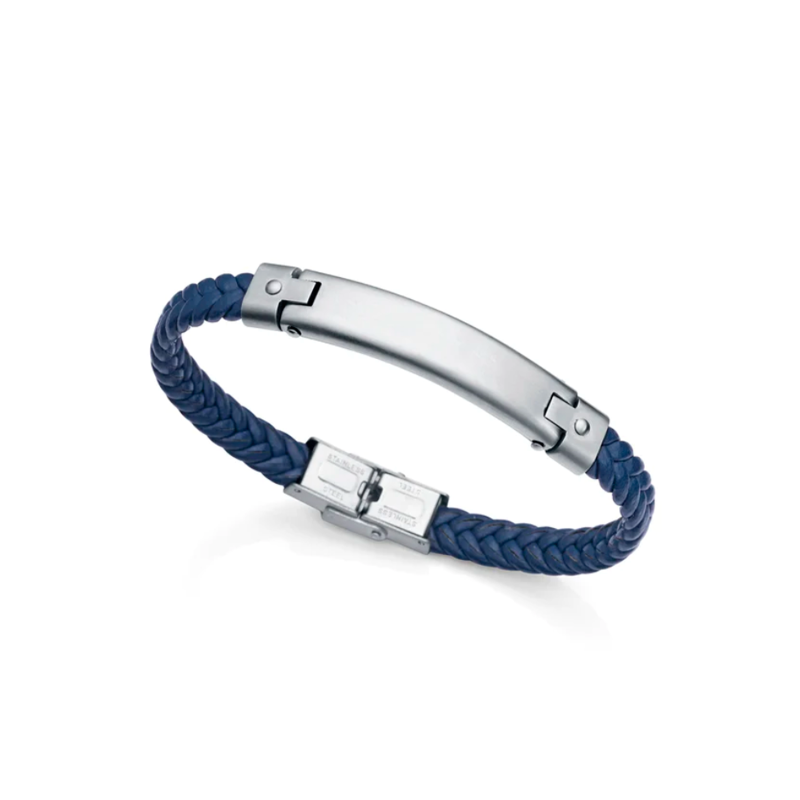 Pulsera Viceroy hombre Magnum acero y cuero azul trenzado 1485P01013