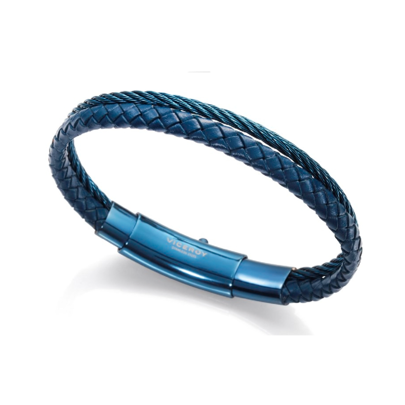 Pulsera Viceroy hombre cuero y cable azul 15084P09013