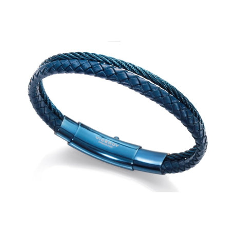 Pulsera Viceroy hombre cuero y cable azul 15084P09013