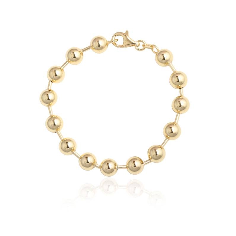 Pulsera Plata baño oro Bolas  separadas