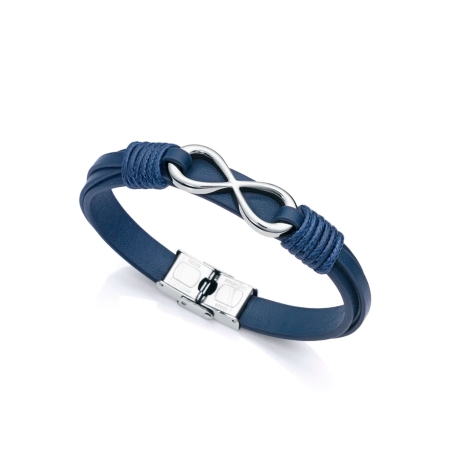 Pulsera Viceroy de hombre Magnum de acero y cuero azul 1465P01013